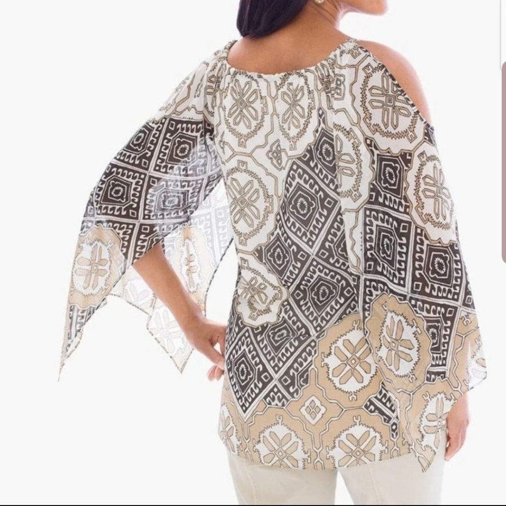 🚫SOLD🚫Chico's Boho Cold Shoulder Tunic slinky NWT Size 0 - Picture 3 of 8